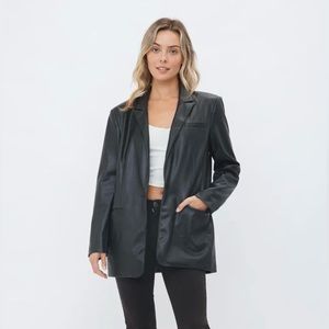 Faux Leather Blazer Jacket